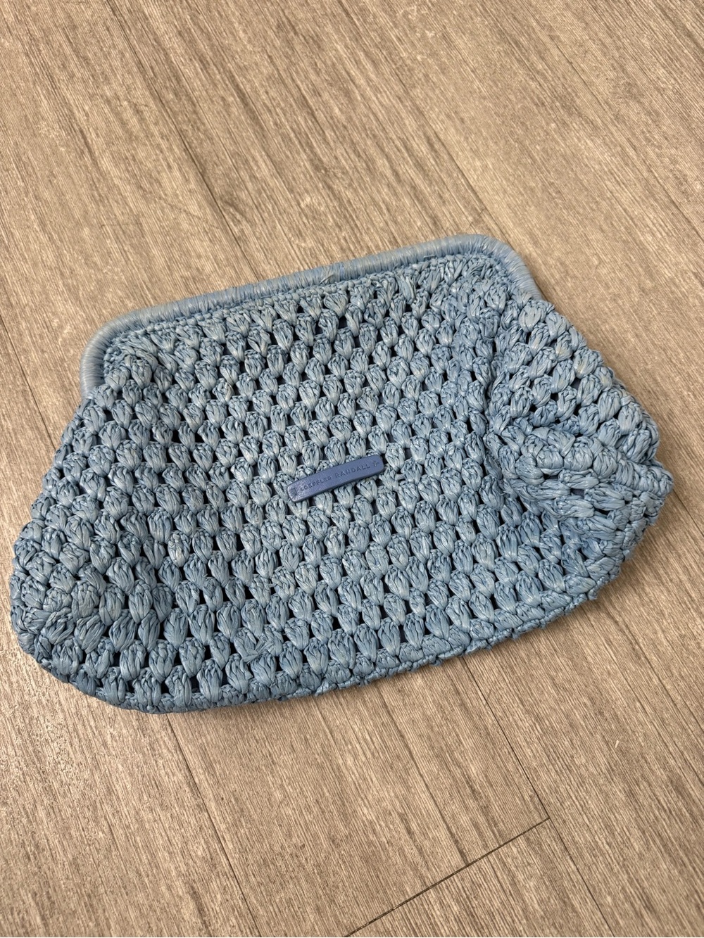 Loeffler Randall Trudie Blue Raffia Crochet Clutch Coastal Bridal Resort